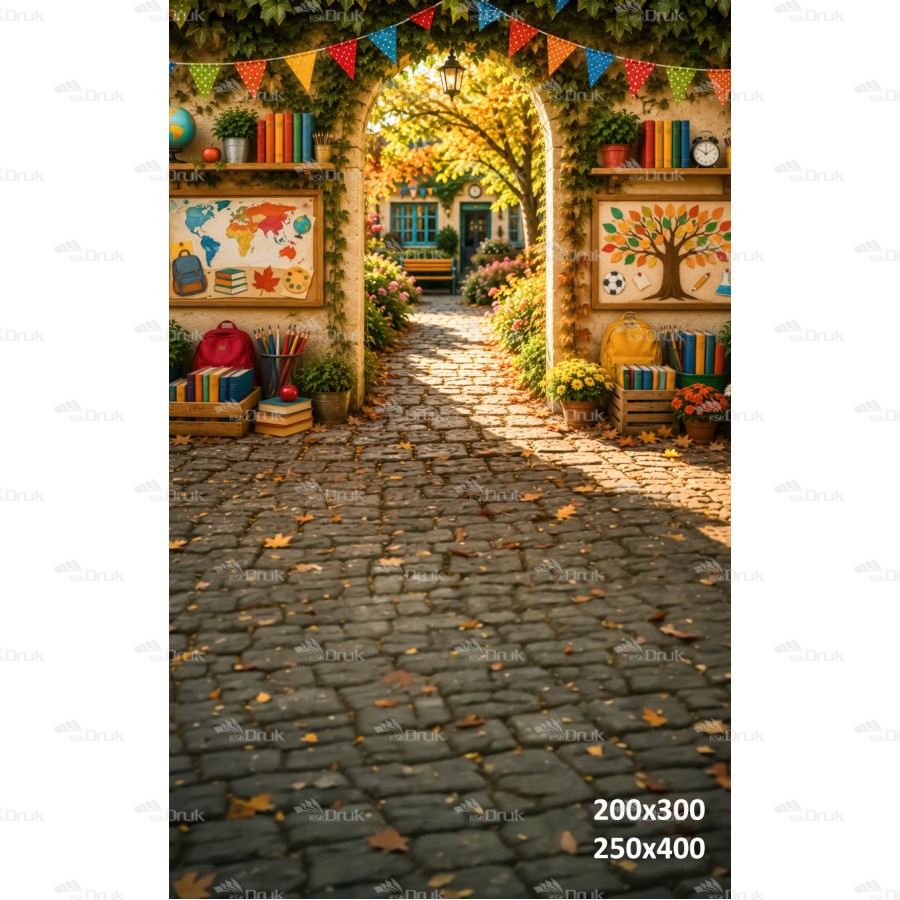 Tło fotograficzne „Jesienna Brama do Szkoły” | 4261